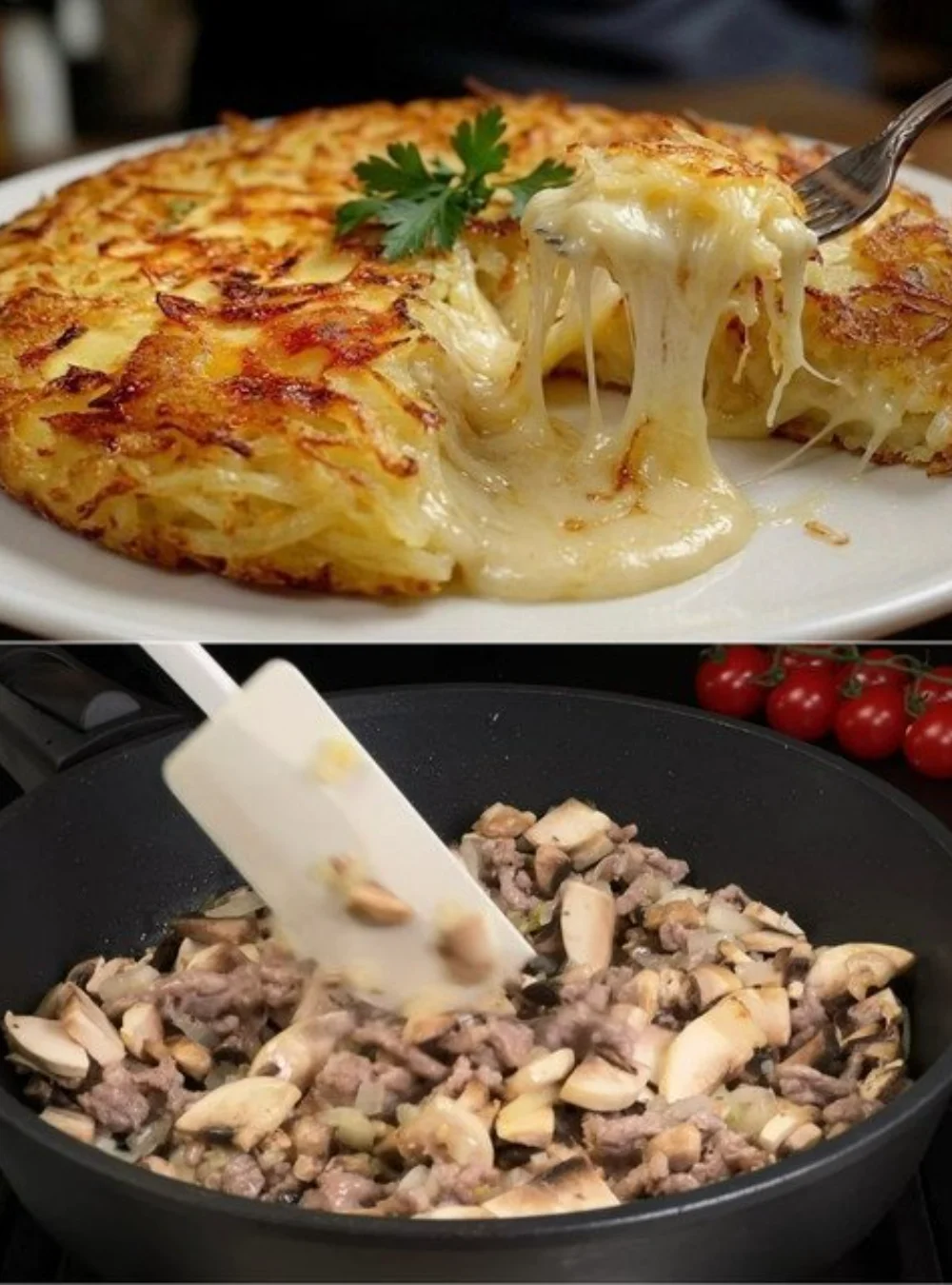 Leckere Portion Kartoffel-Mozzarella Auflauf, inspiriert von der norditalienischen Küche.