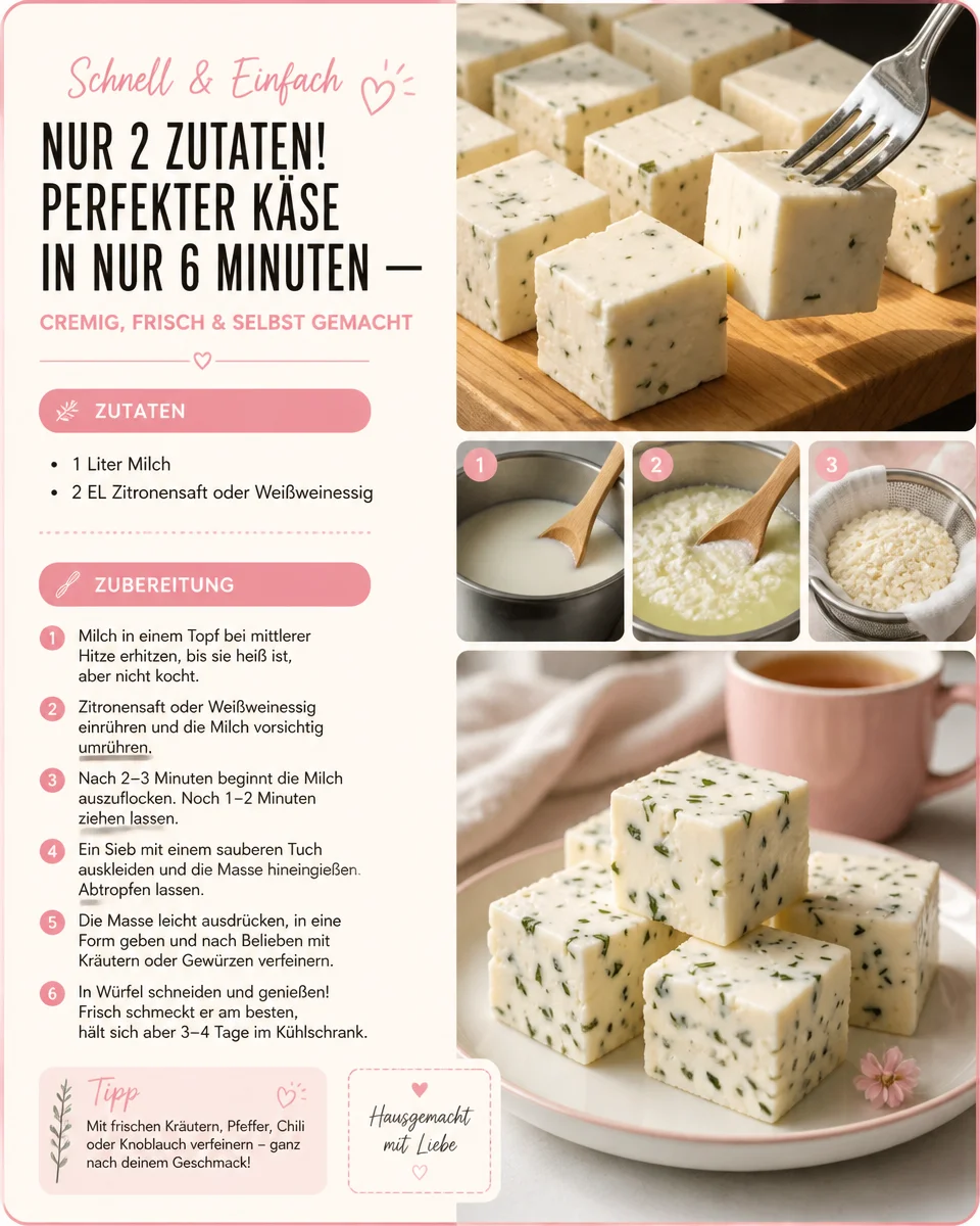 Käse zubereiten mit nur zwei Zutaten in 6 Minuten