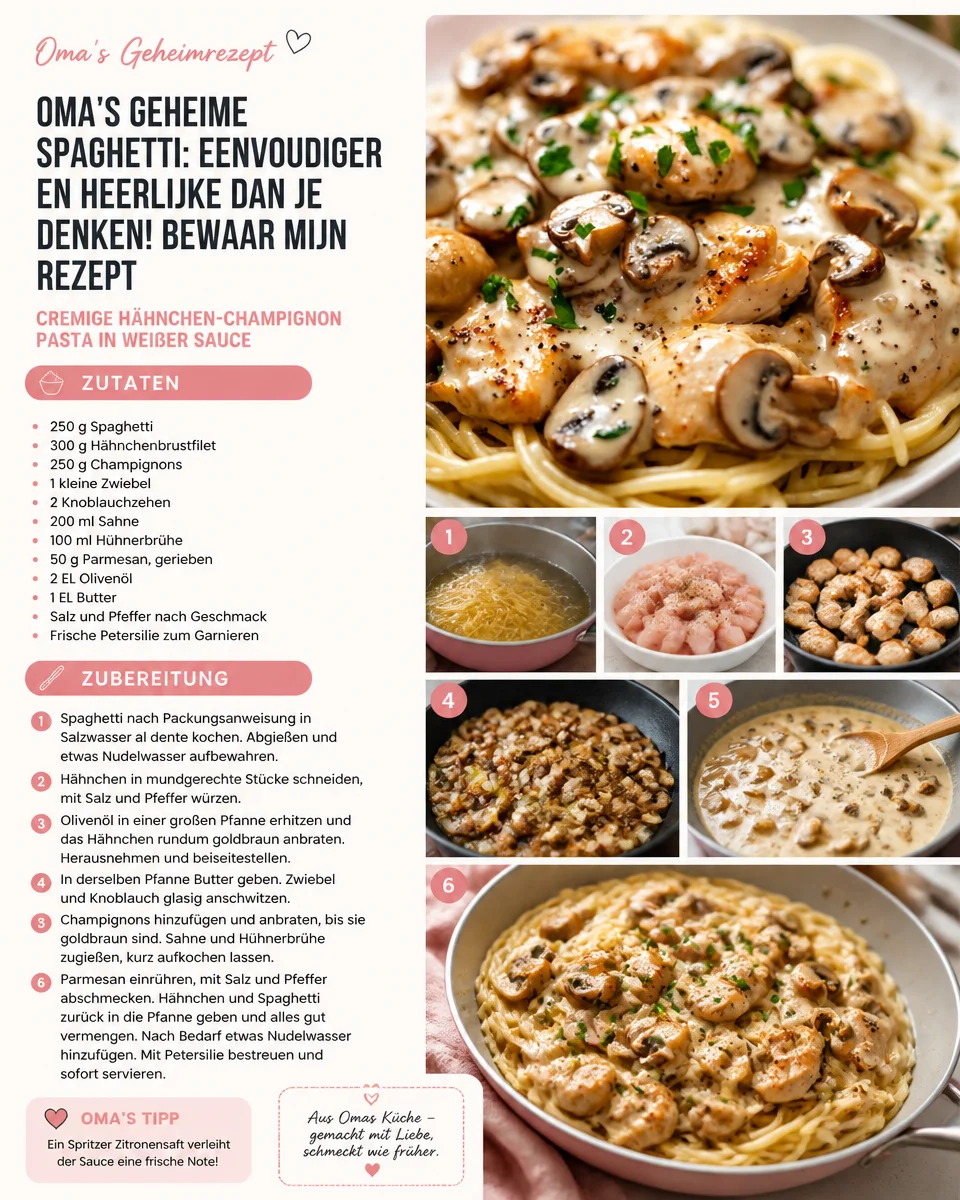Omas geheimes Spaghetti-Rezept mit frischen Zutaten zubereitet