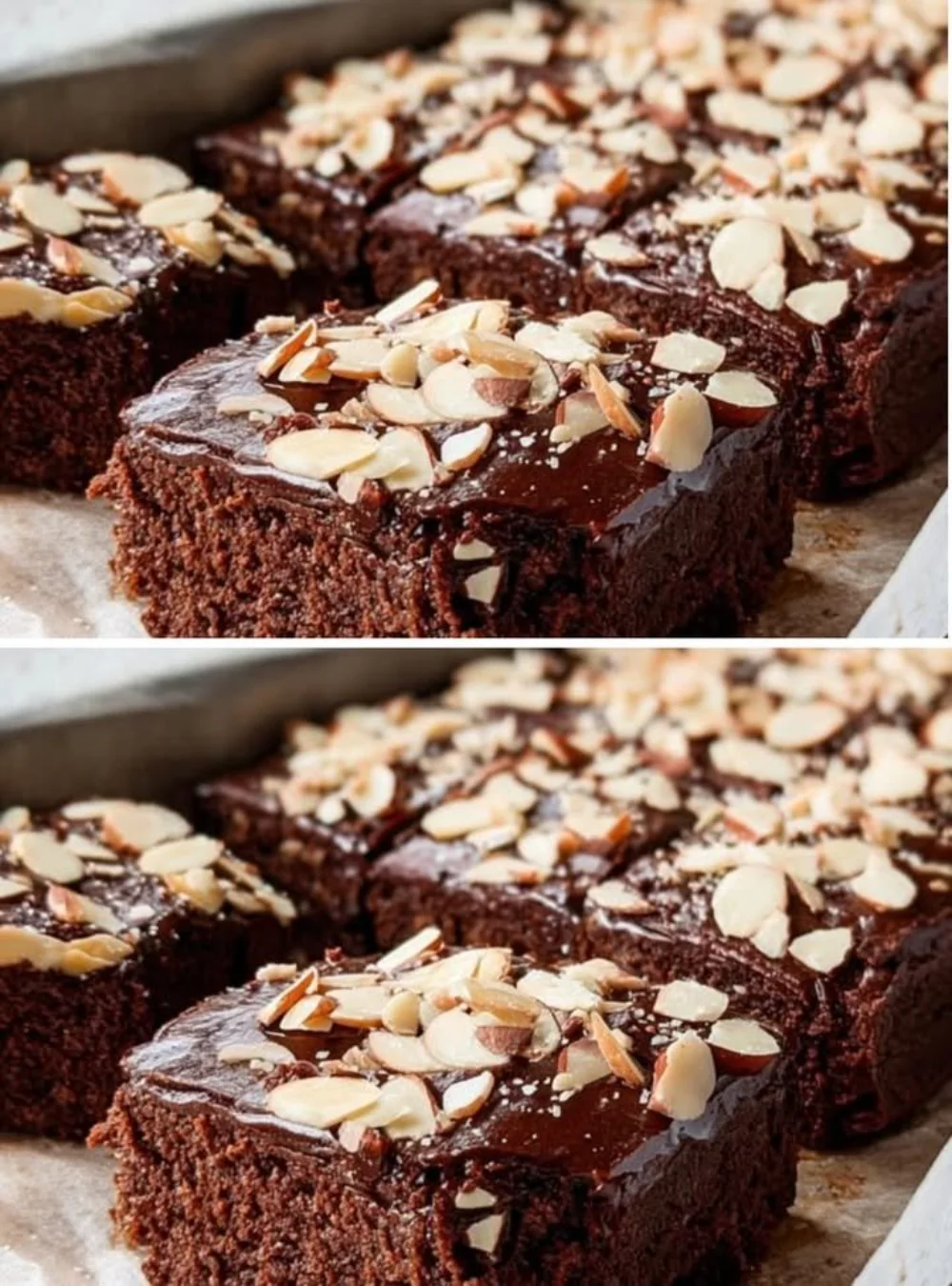 Proteinreiche Brownies ohne Mehl mit Quark auf einem weißen Teller