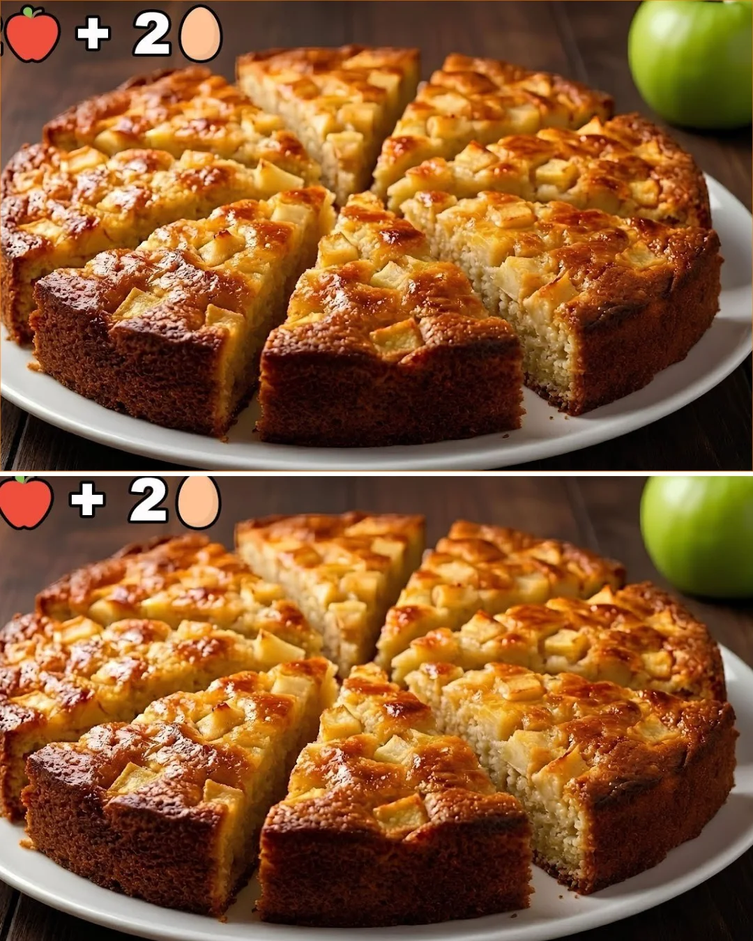 Saftiger Apfelkuchen mit orangefarbener Glasur und frischen Äpfeln