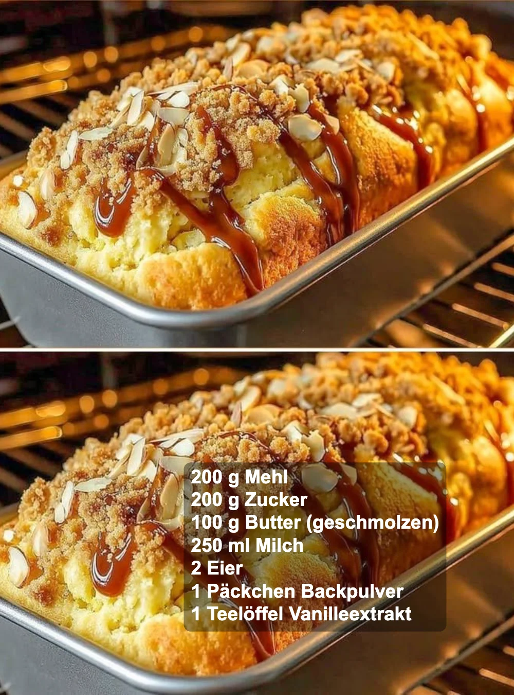 Schnell gebackener Kuchen, der in nur 30 Minuten zubereitet wird.