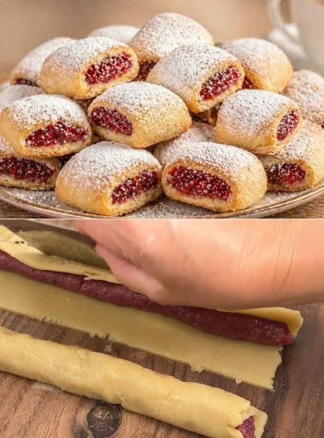 Schnelle Himbeer-Marmeladenplätzchen auf einem hübschen Teller