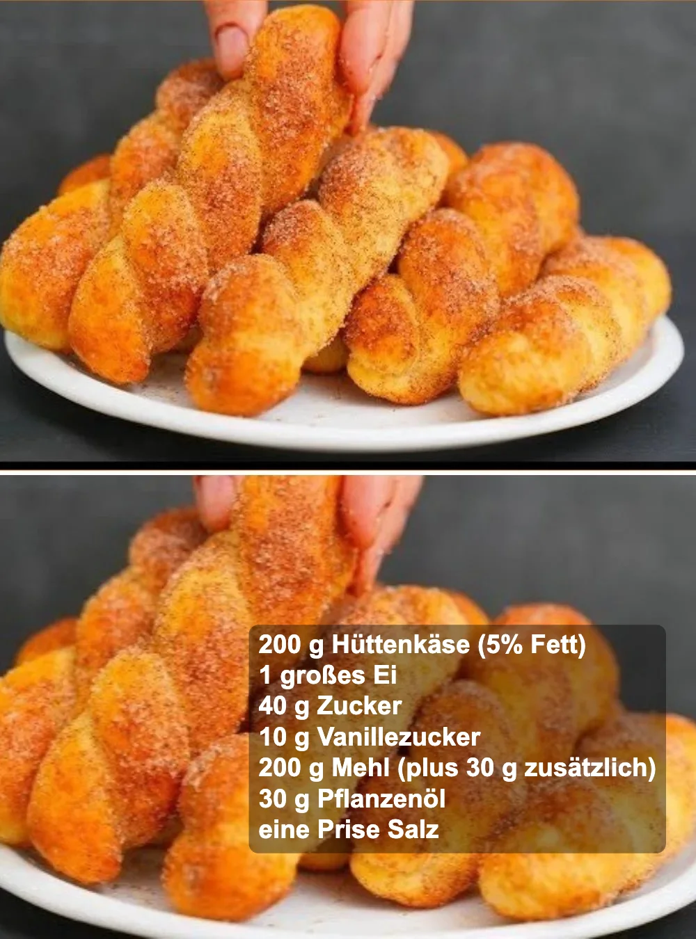 Schnelle Hüttenkäse-Brötchen auf einem Teller, gesund und lecker zubereitet