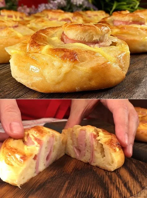 Schnelle Kartoffelrollen gefüllt mit Schinken und Käse