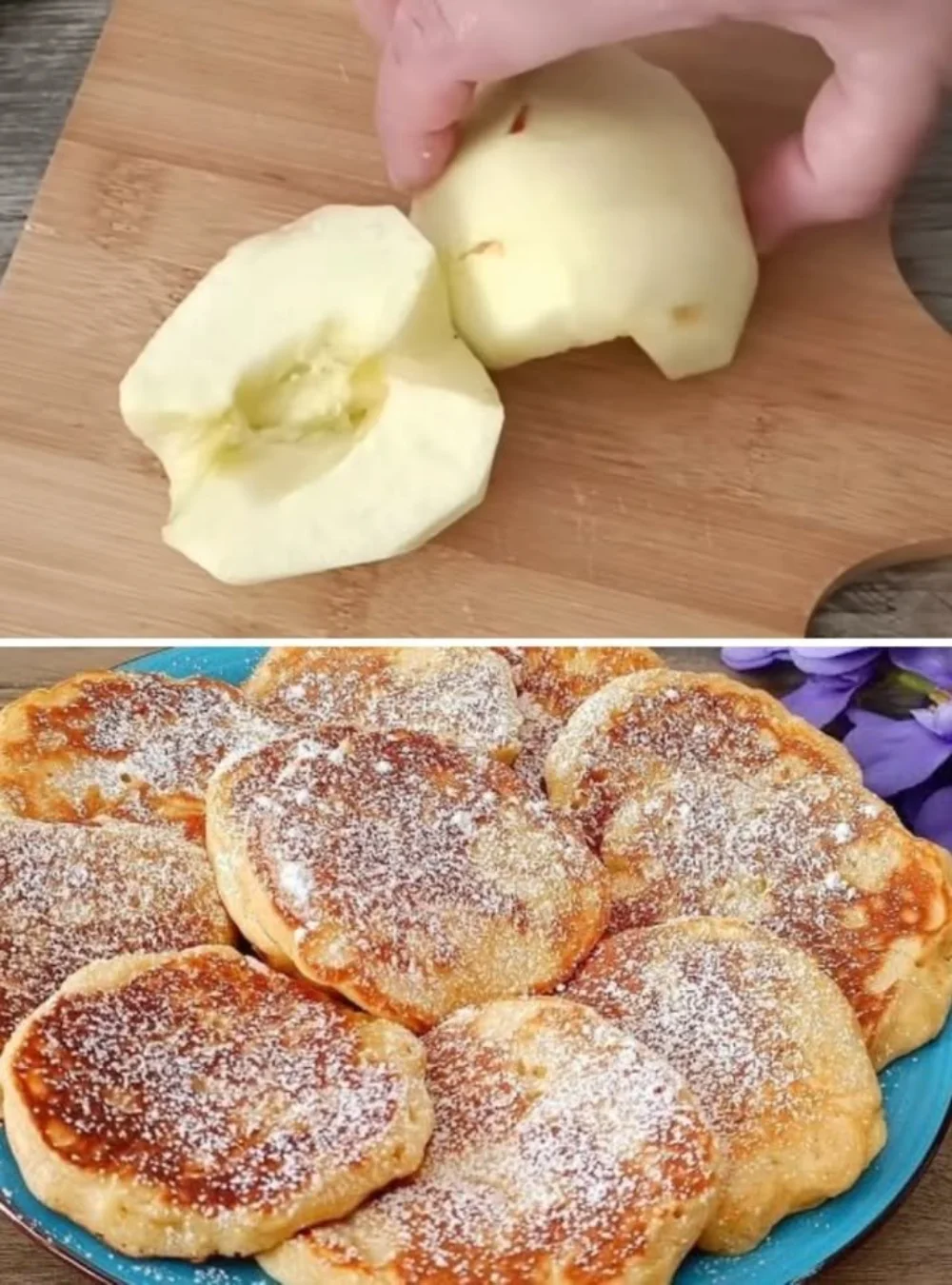 Schnelles Apfel-Joghurt-Dessert in einer Schüssel mit frischen Äpfeln