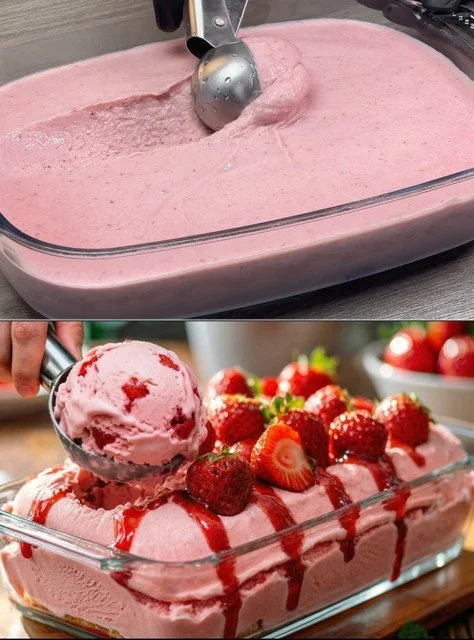 Hausgemachtes Erdbeer-Eis in einer Schüssel, perfekt für den Sommer