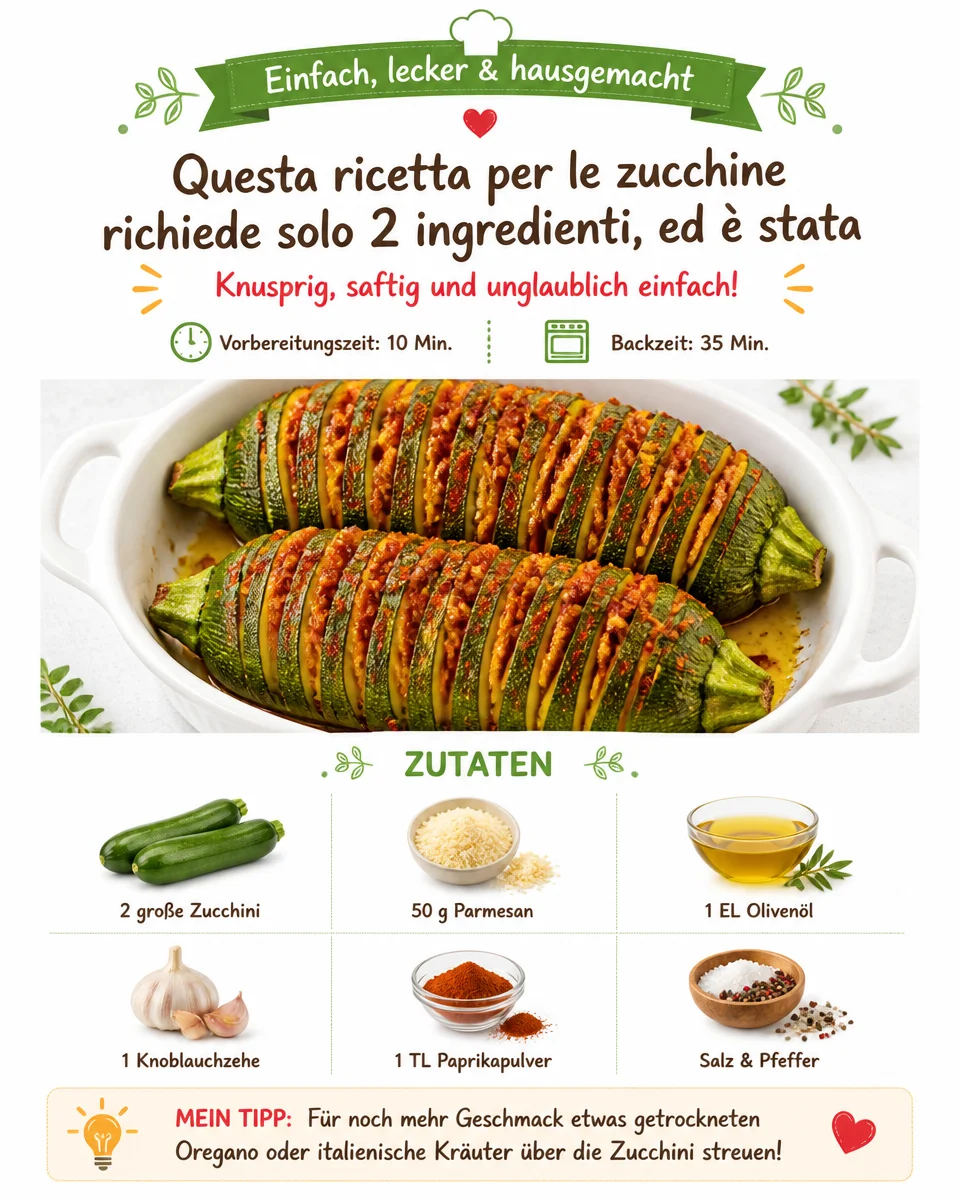 Einfaches Zucchini-Rezept mit zwei Zutaten auf einem Teller