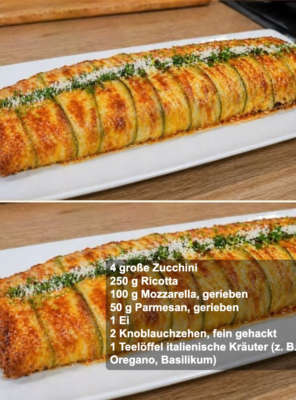 Leckeres Zucchini-Rotolo Gericht auf einem Teller