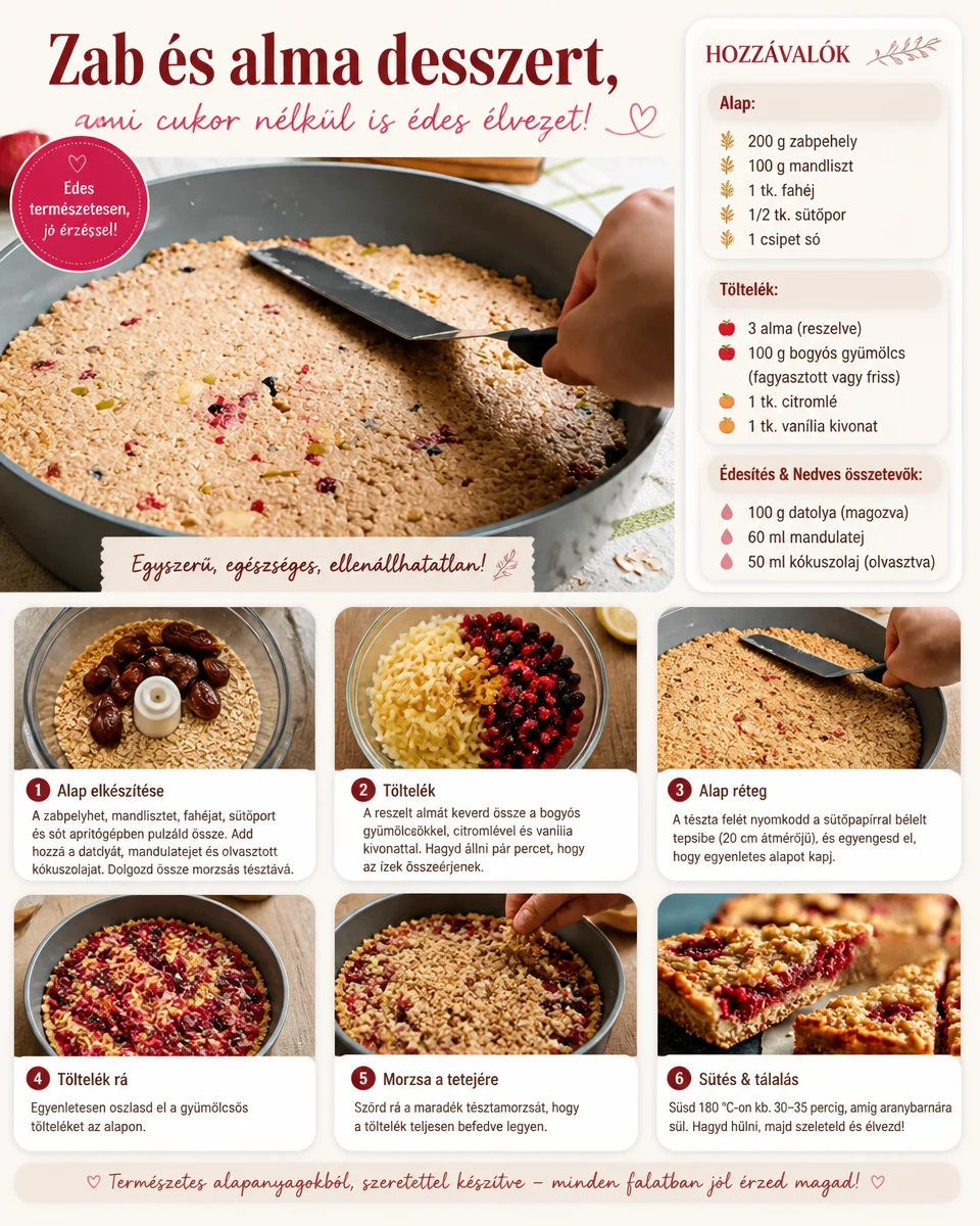 Zuckerfreies Hafer-Apfel-Dessert in einer Schüssel, dekoriert mit Äpfeln und Haferflocken.