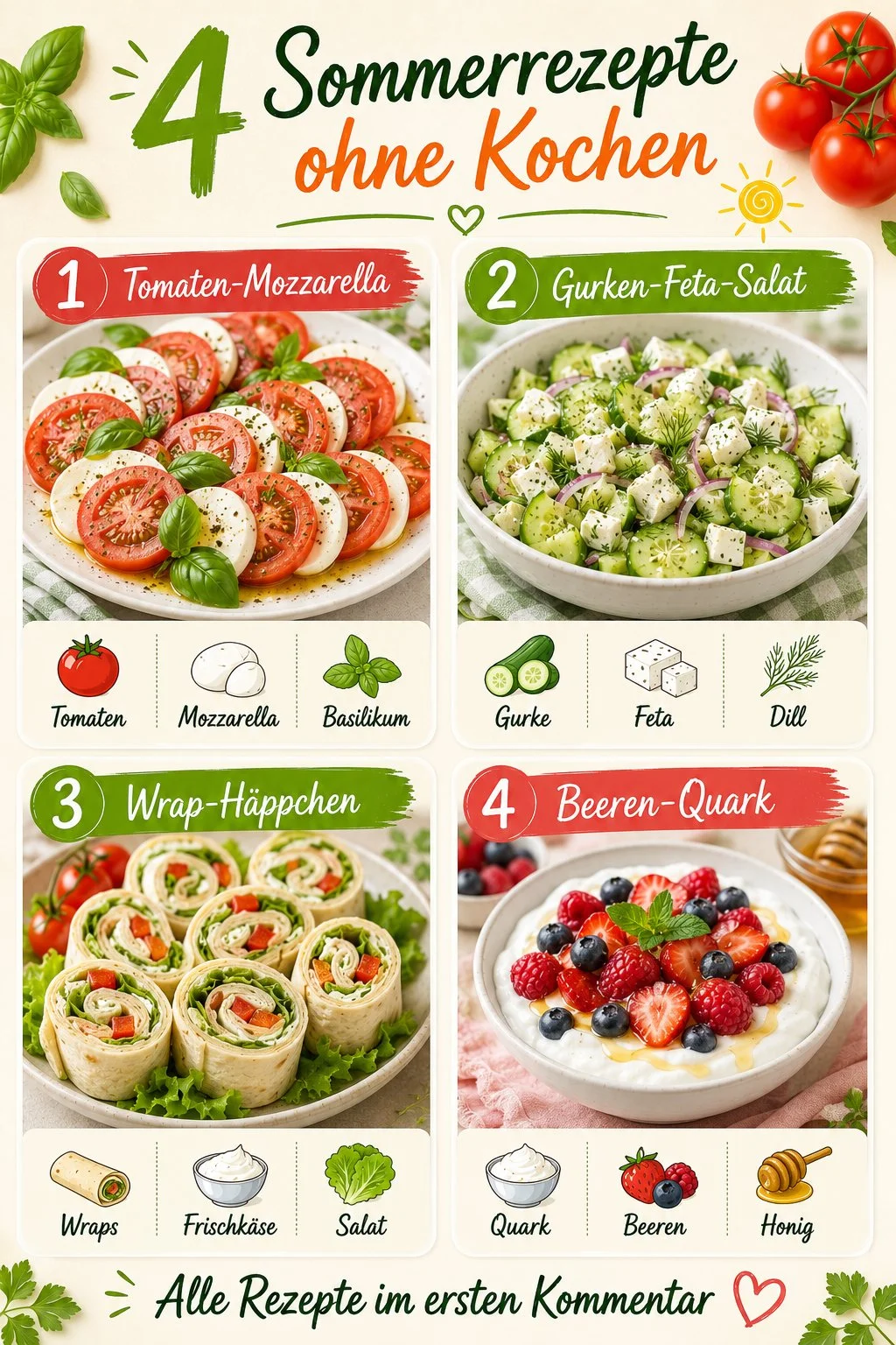 Sommerrezepte ohne Kochen: 4 einfache und erfrischende Gerichte für warme Tage