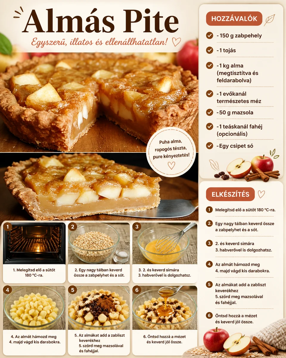 Almás Pite, ungarischer Apfelkuchen, frisch gebacken und serviert.