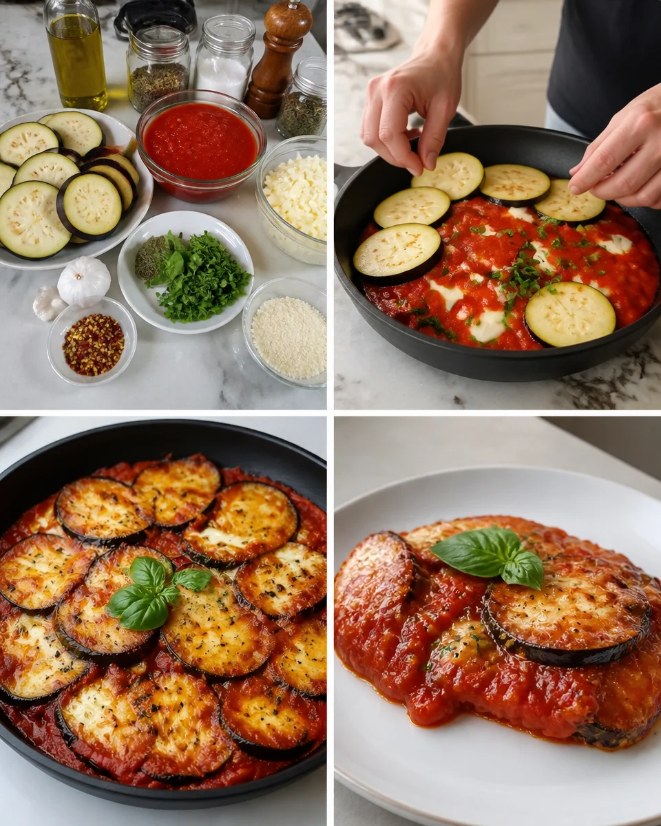 Auberginen Parmigiana Gericht in der Pfanne zubereitet, schmackhaft und herzhaft