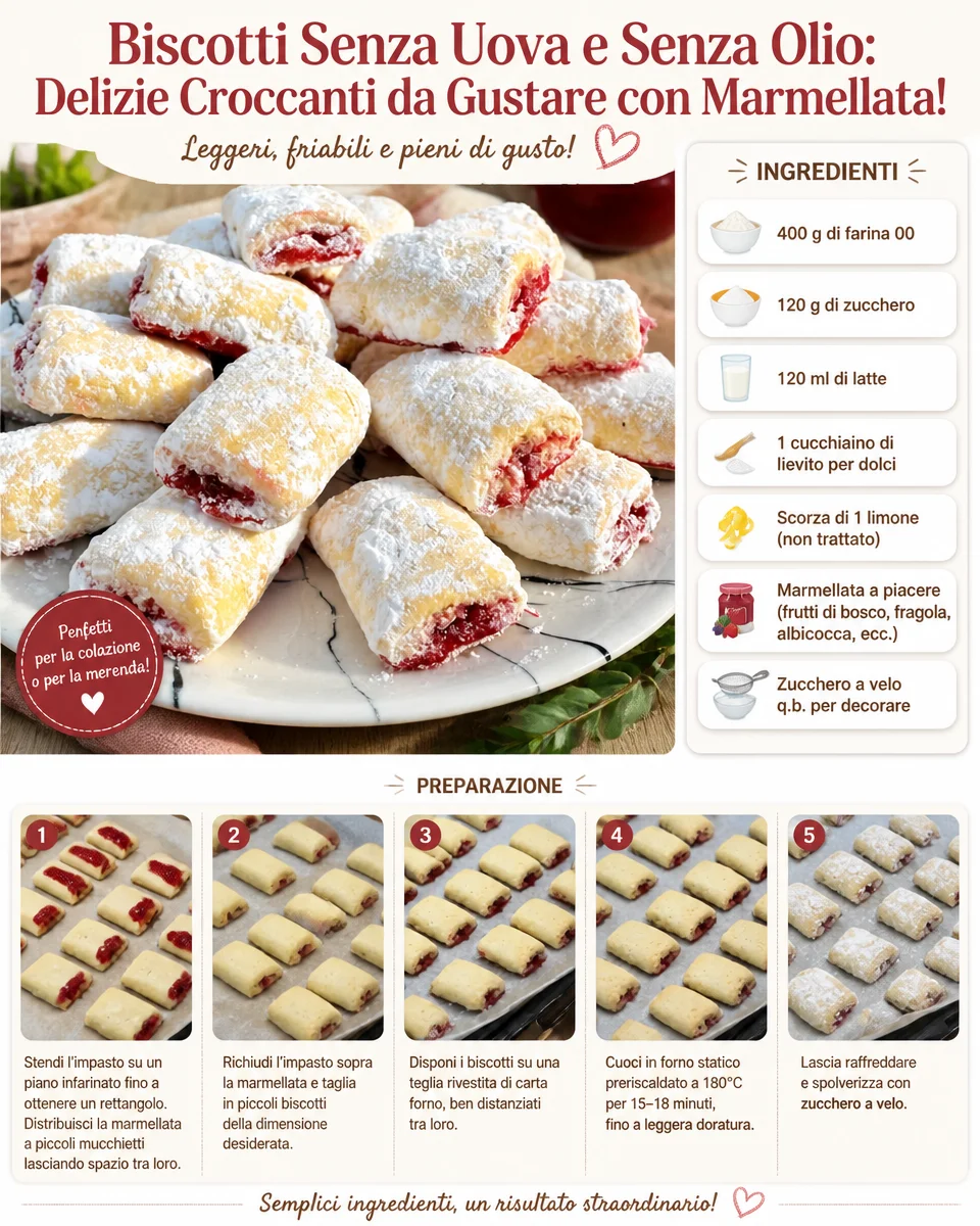 Biscotti senza uova e senza olio auf einem Teller mit Marmelade