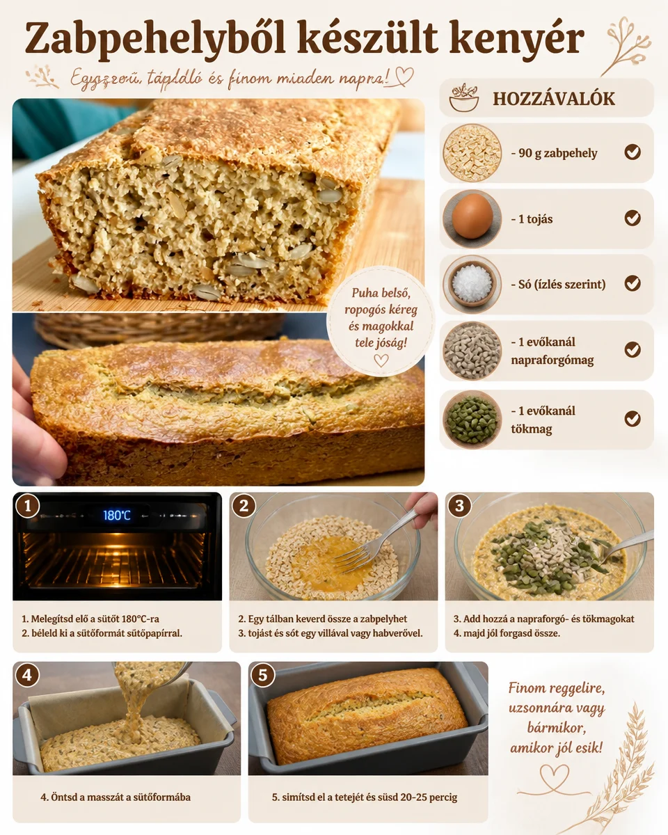 Einfaches Haferbrot Rezept mit Haferflocken auf einem Holzbrett.