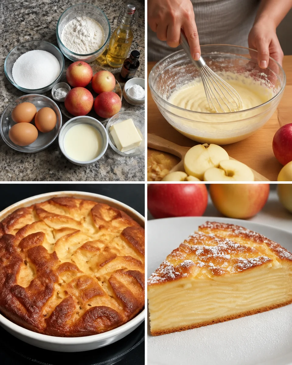 Saftiger unsichtbarer Apfelkuchen für jeden Anlass, einfach zuzubereiten.