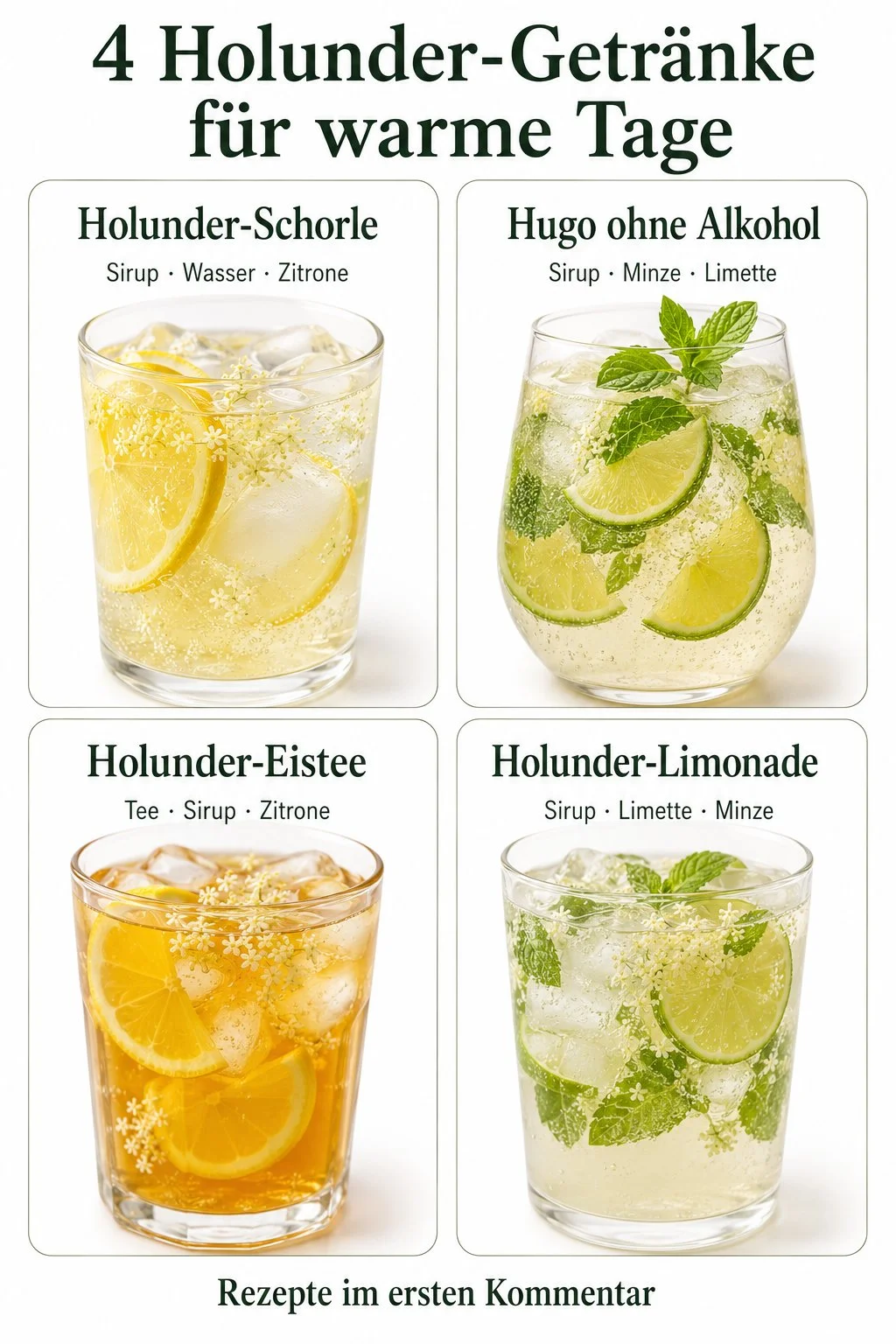 Erfrischende Holunder-Getränke für heiße Sommertage in einem Glas