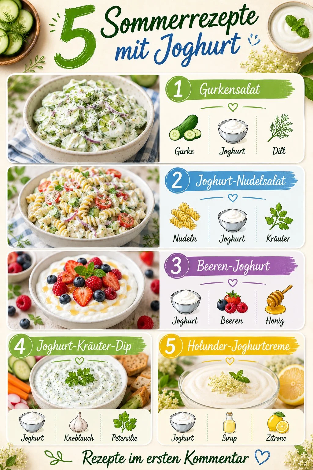 Erfrischende Sommerrezepte mit Joghurt für heiße Tage.