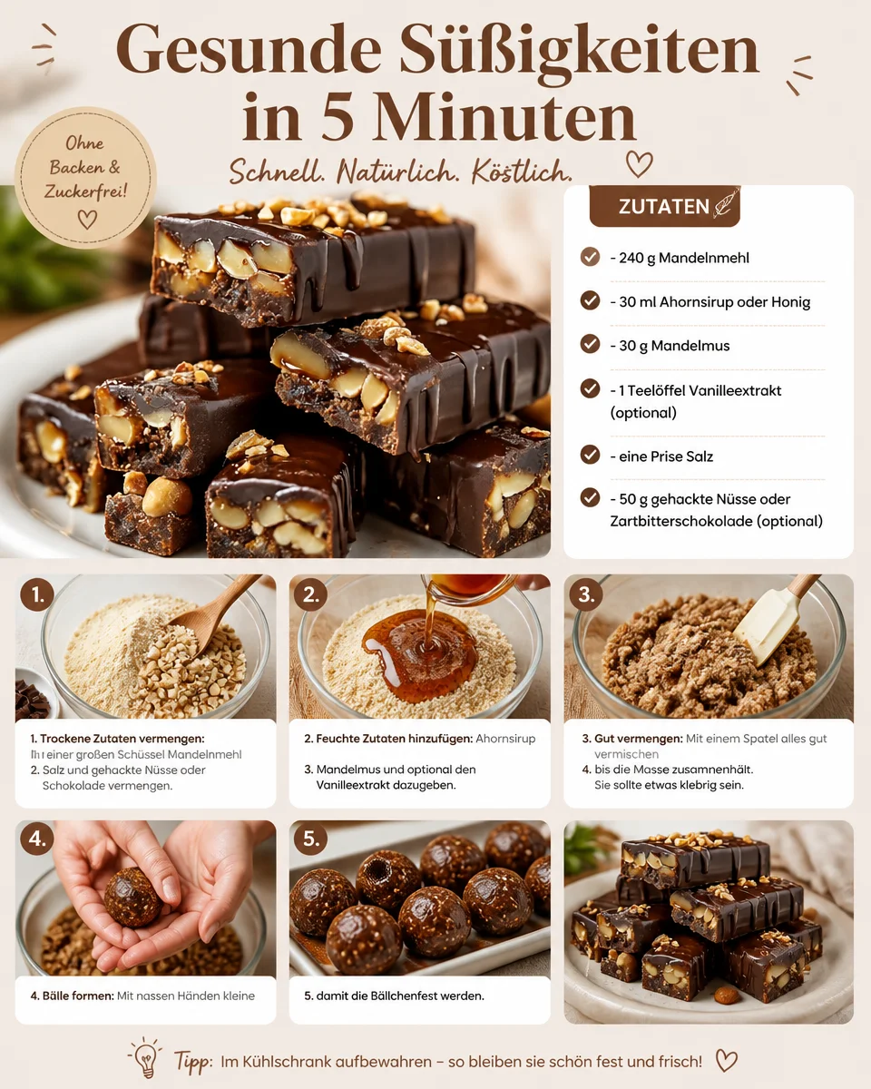 Gesunde Süßigkeiten Rezept in nur 5 Minuten zubereitet