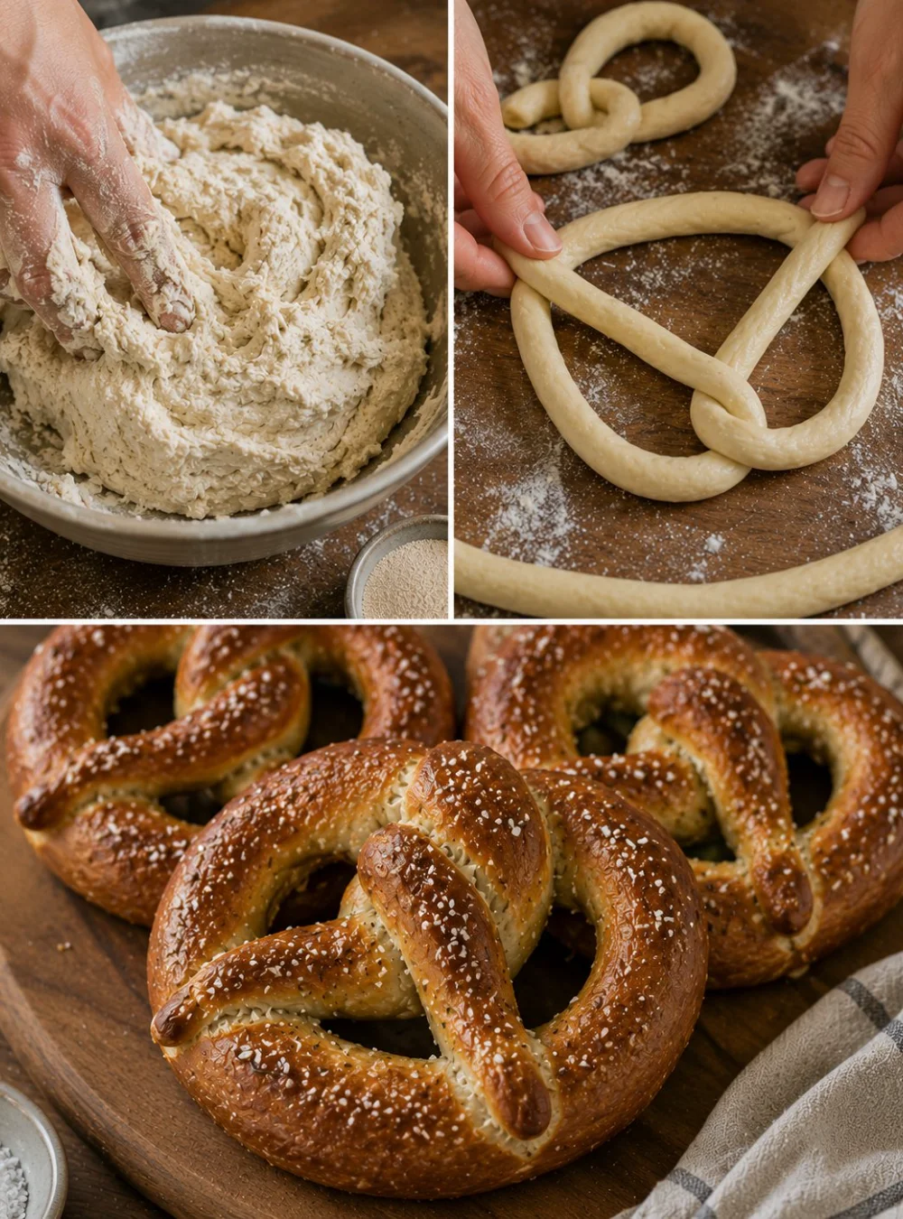 Hausgemachte weiche Brezeln frisch aus dem Ofen