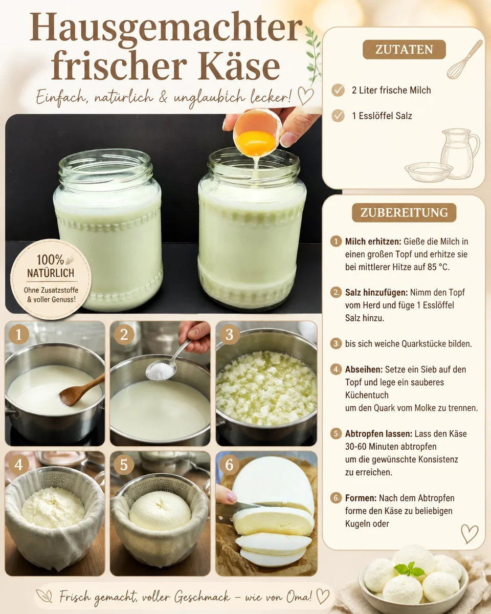 Rezept für hausgemachten frischen Käse zum Selbermachen