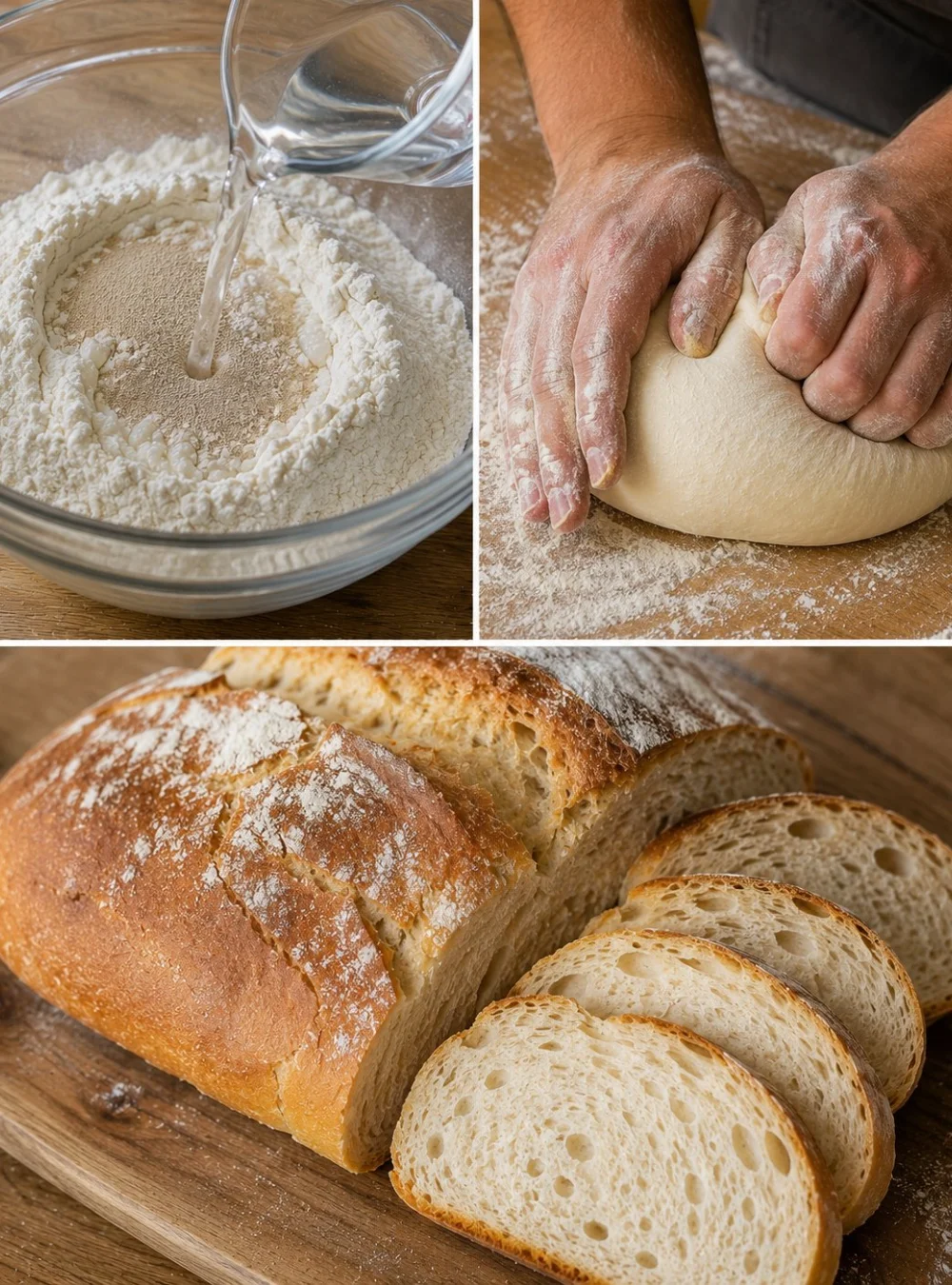 Hausgemachtes Brotlaib frisch gebacken mit goldener Kruste