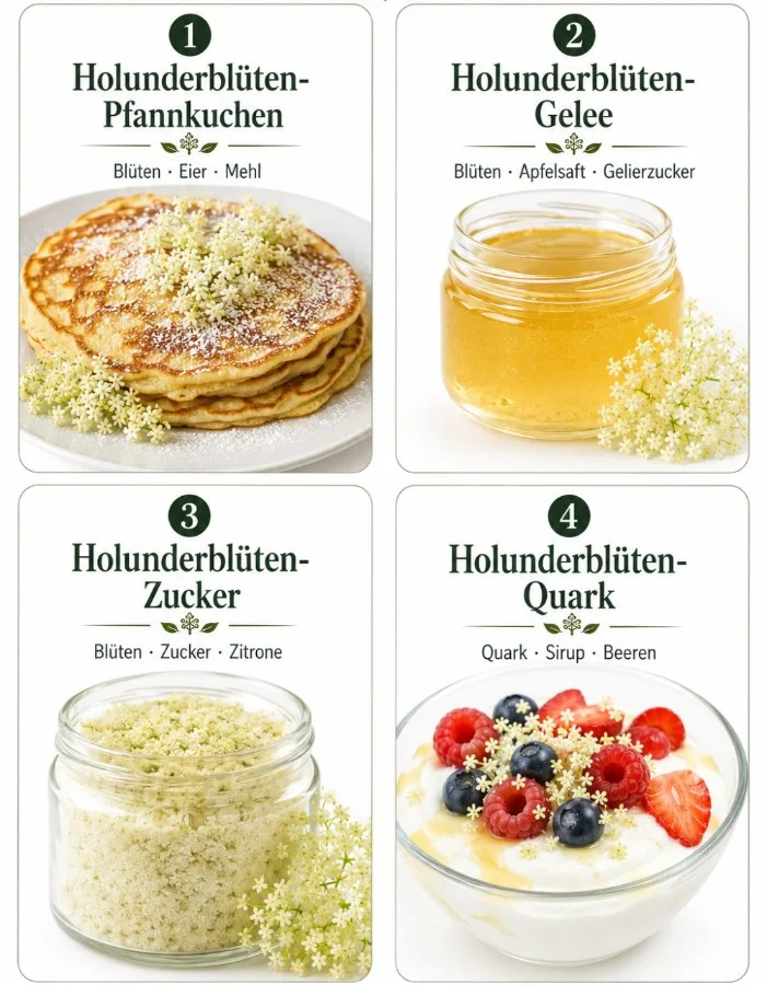Erfrischende Getränke und Desserts mit Holunderblüten-Rezepten