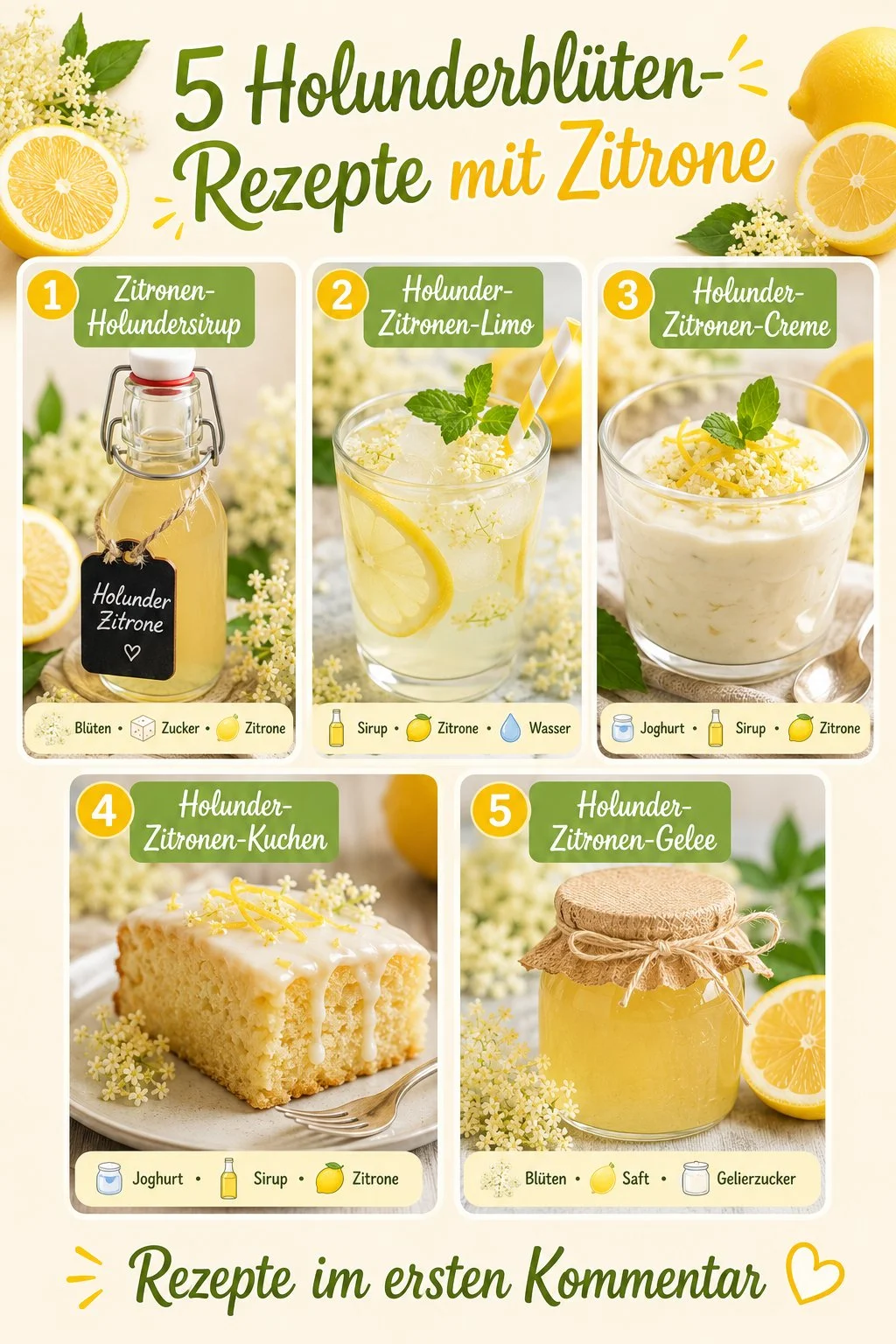 Erfrischende Holunderblüten-Rezepte mit Zitrone für Sommergenuss