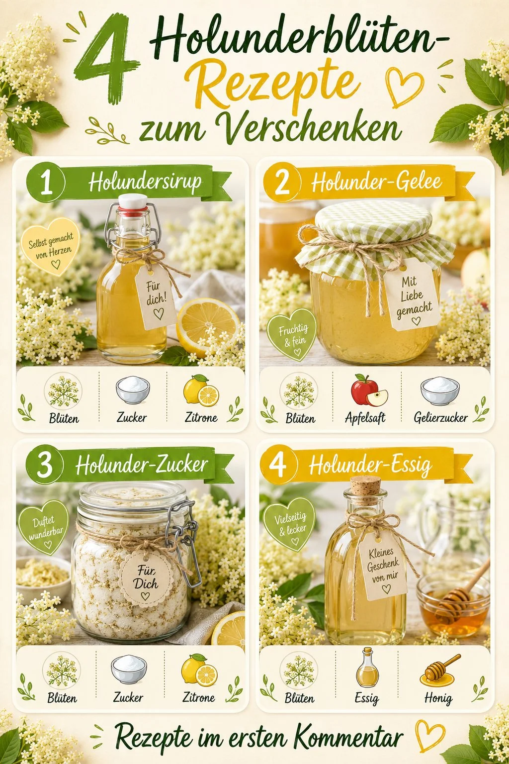 Leckere Holunderblüten-Rezepte für Geschenke und besondere Anlässe