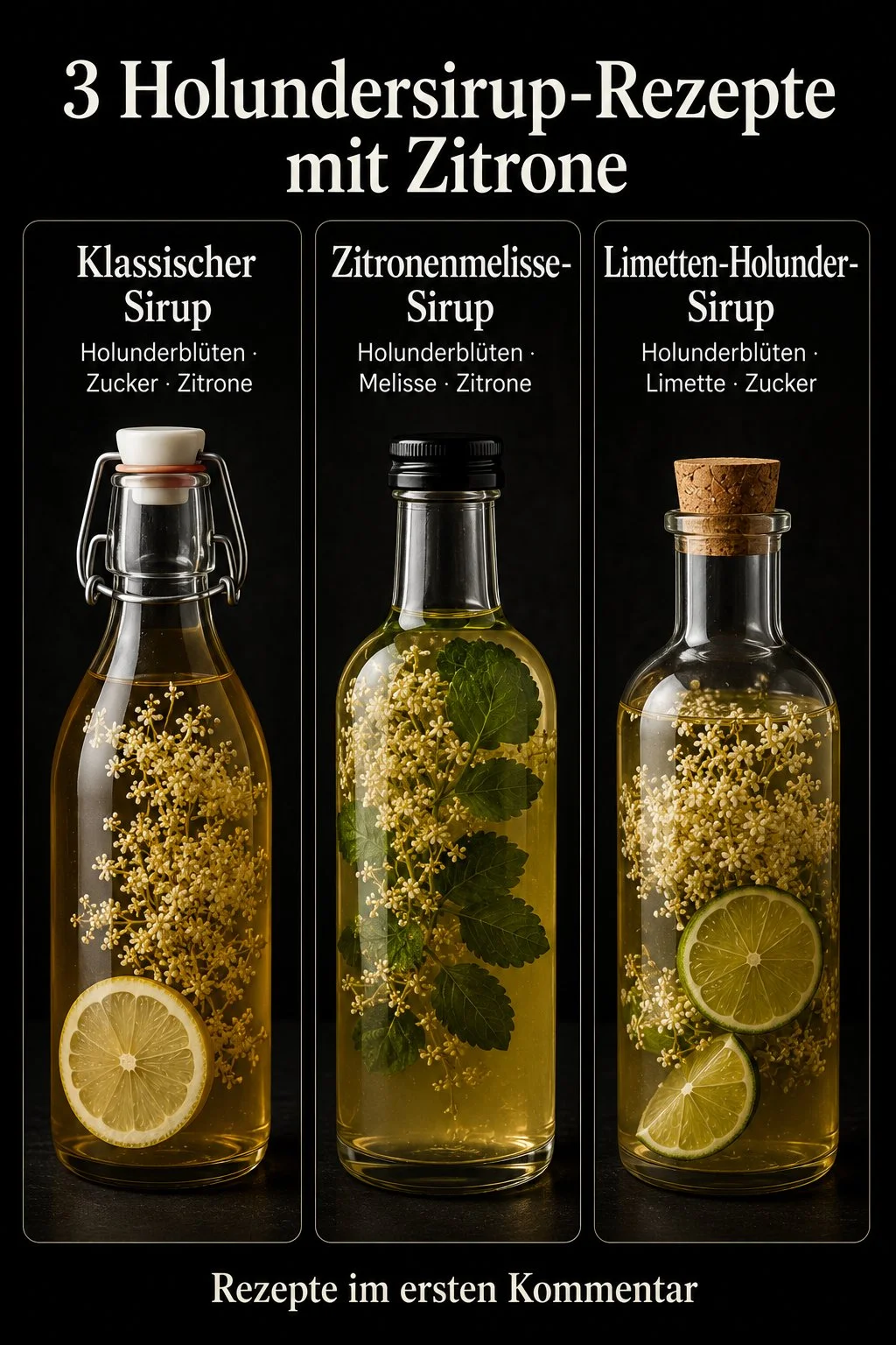 Holundersirup mit Zitrone im Glas garnished mit frischen Zitronenscheiben