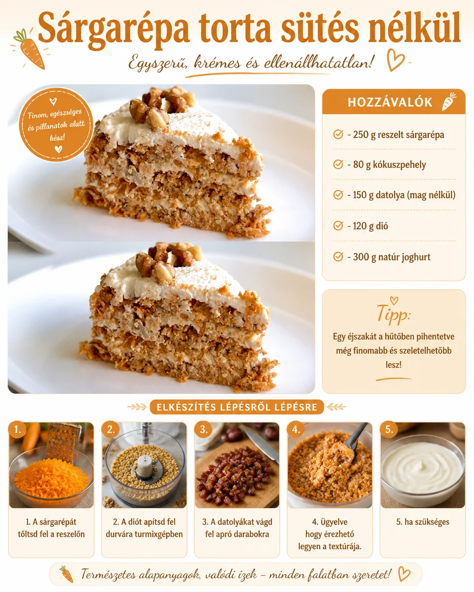 Karottenkuchen ohne Backen Rezept mit frischen Karotten und cremiger Füllung