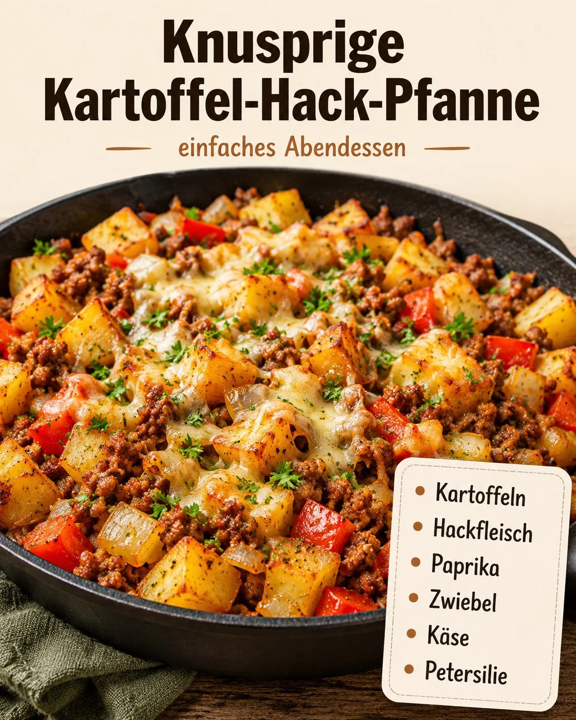Knusprige Kartoffel-Hack-Pfanne mit frischen Kräutern und aromatischem Hackfleisch