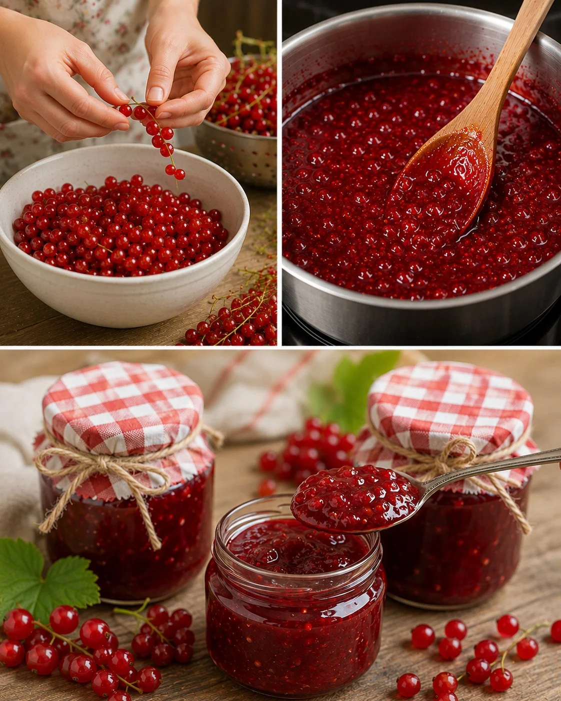 Selbstgemachte Marmelade aus roten Johannisbeeren in einem Glas