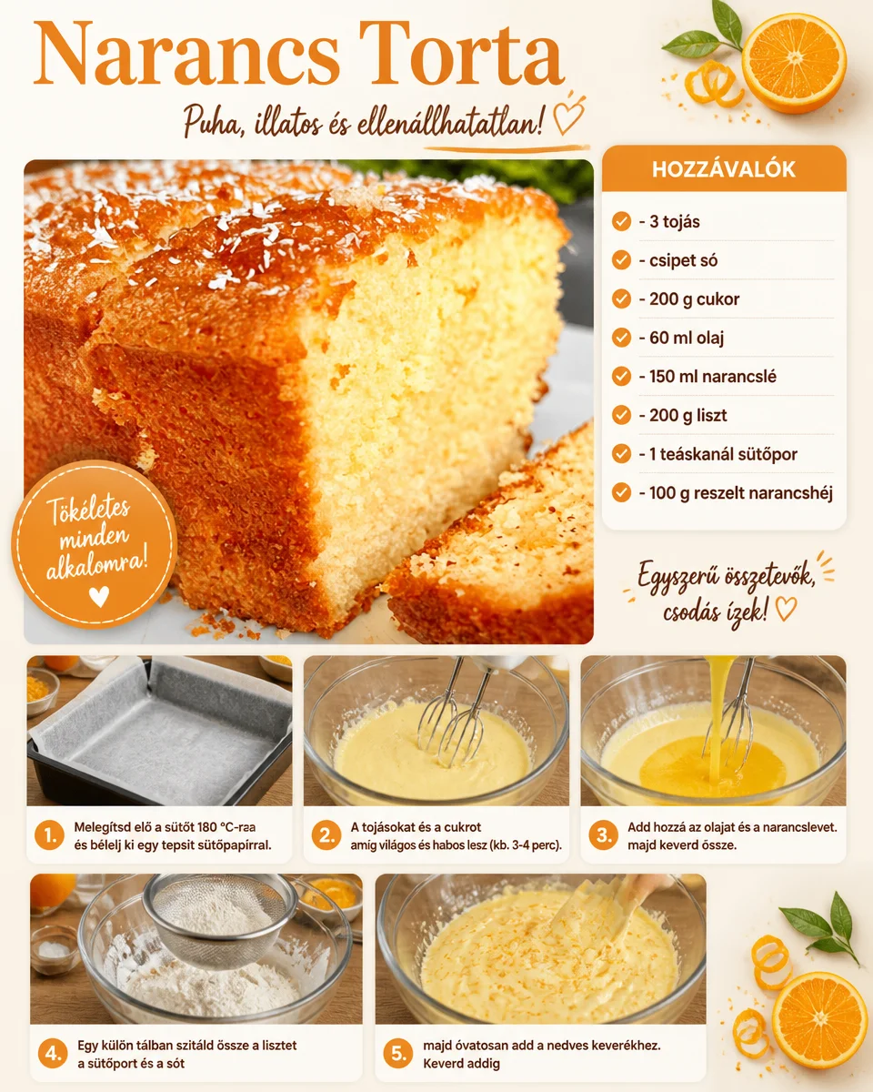 Scheibe von köstlicher Narancs Torta mit Orangen