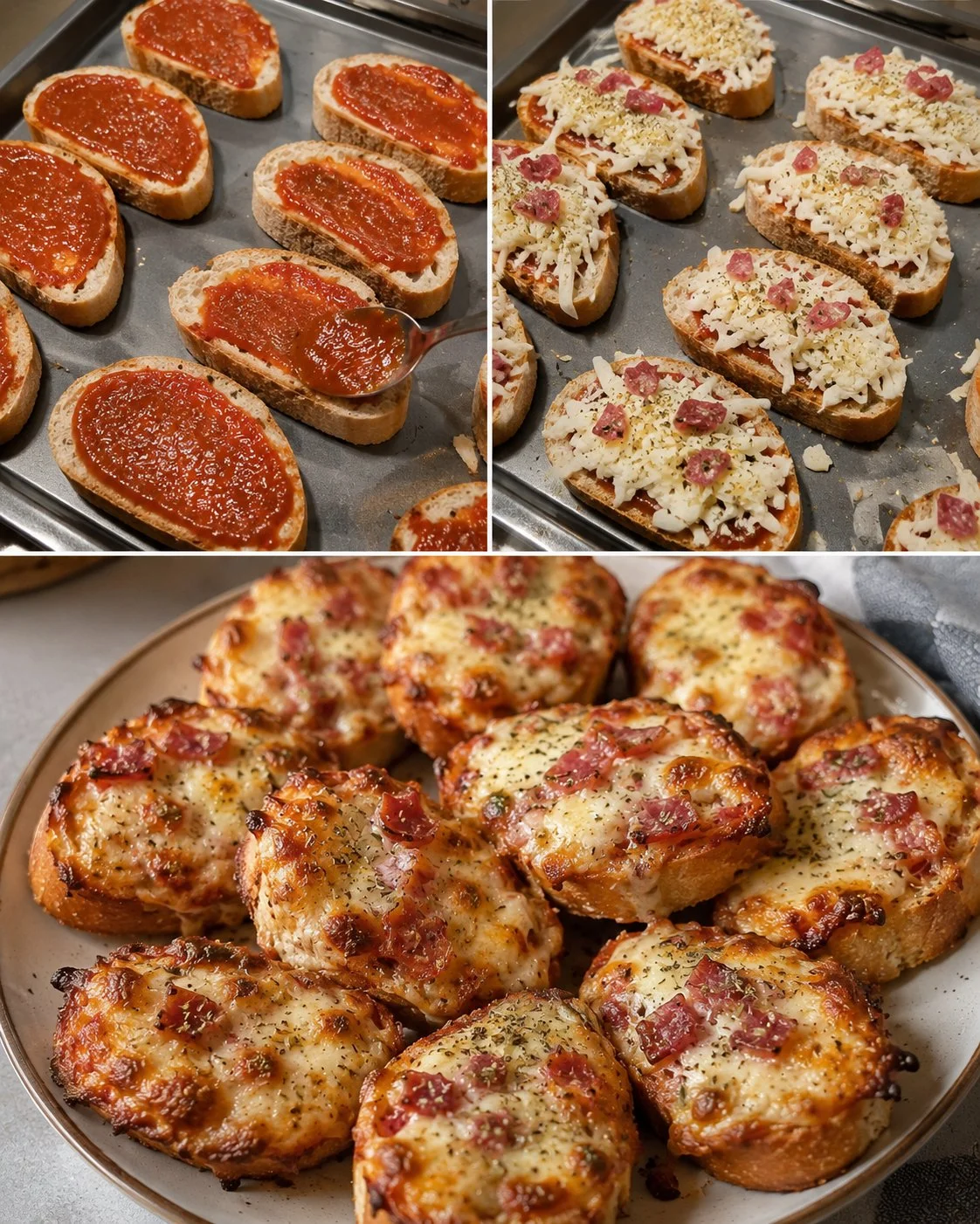 Selbstgemachte Pizzabrötchen frisch aus dem Ofen