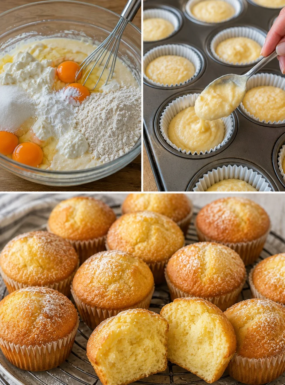 Frisch gebackene Quark Muffins auf einem Teller