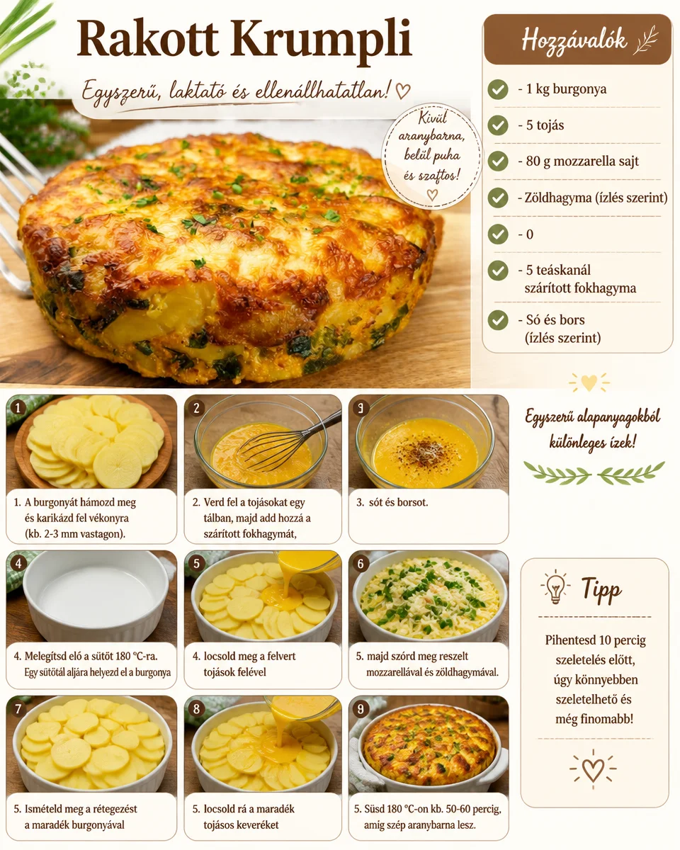 Rakott Krumpli - ein ungarisches Kartoffelgericht mit Schichten von Eiern und Wurst.