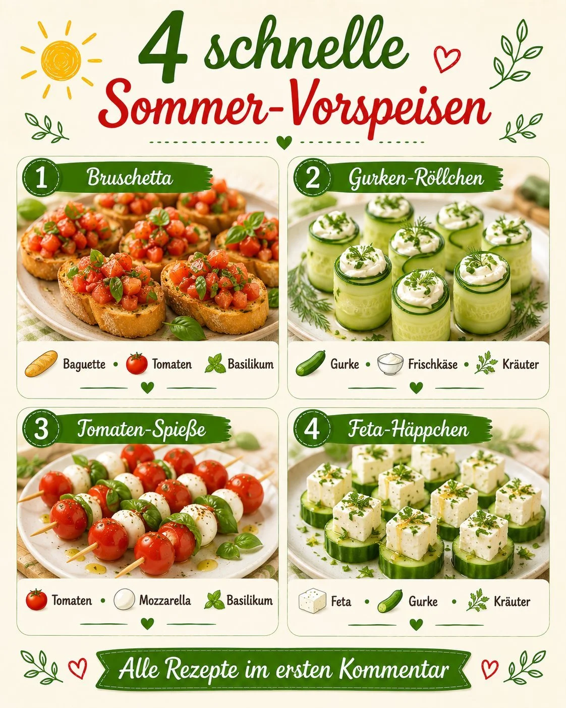 Schnelle Sommer-Vorspeisen mit leichten Rezepten für heiße Tage