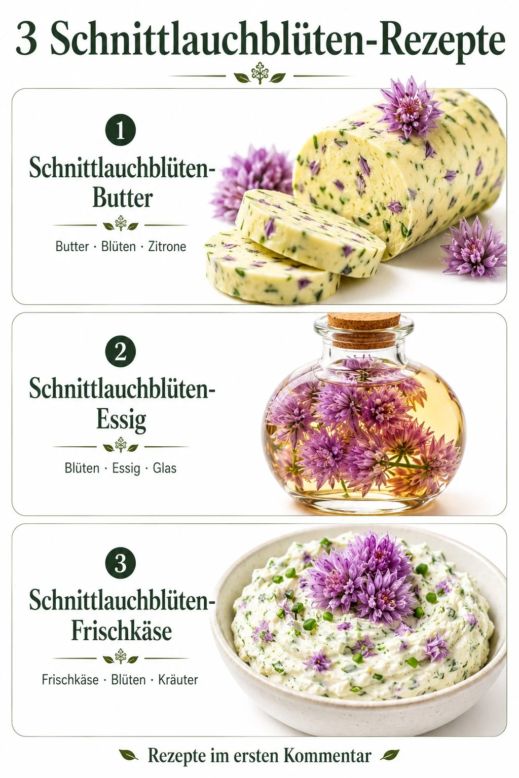 Leckeres Gericht mit Schnittlauchblüten als Zutat