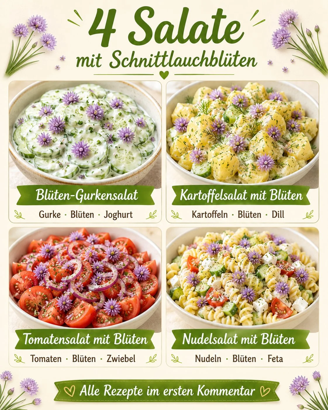 Frische Salate mit Schnittlauchblüten - kreative Rezepte und Ideen