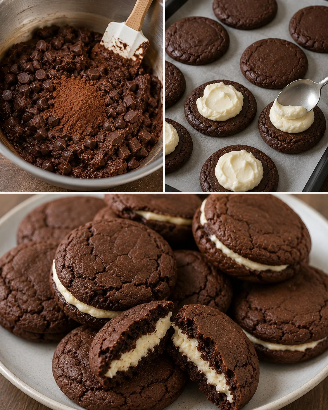 Leckere Schokoladen-Cheesecake-Cookies auf einem Teller