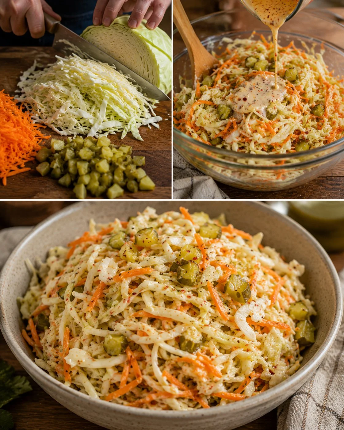 Erfrischender süß-saurer Gurken-Slaw als Beilagensalat