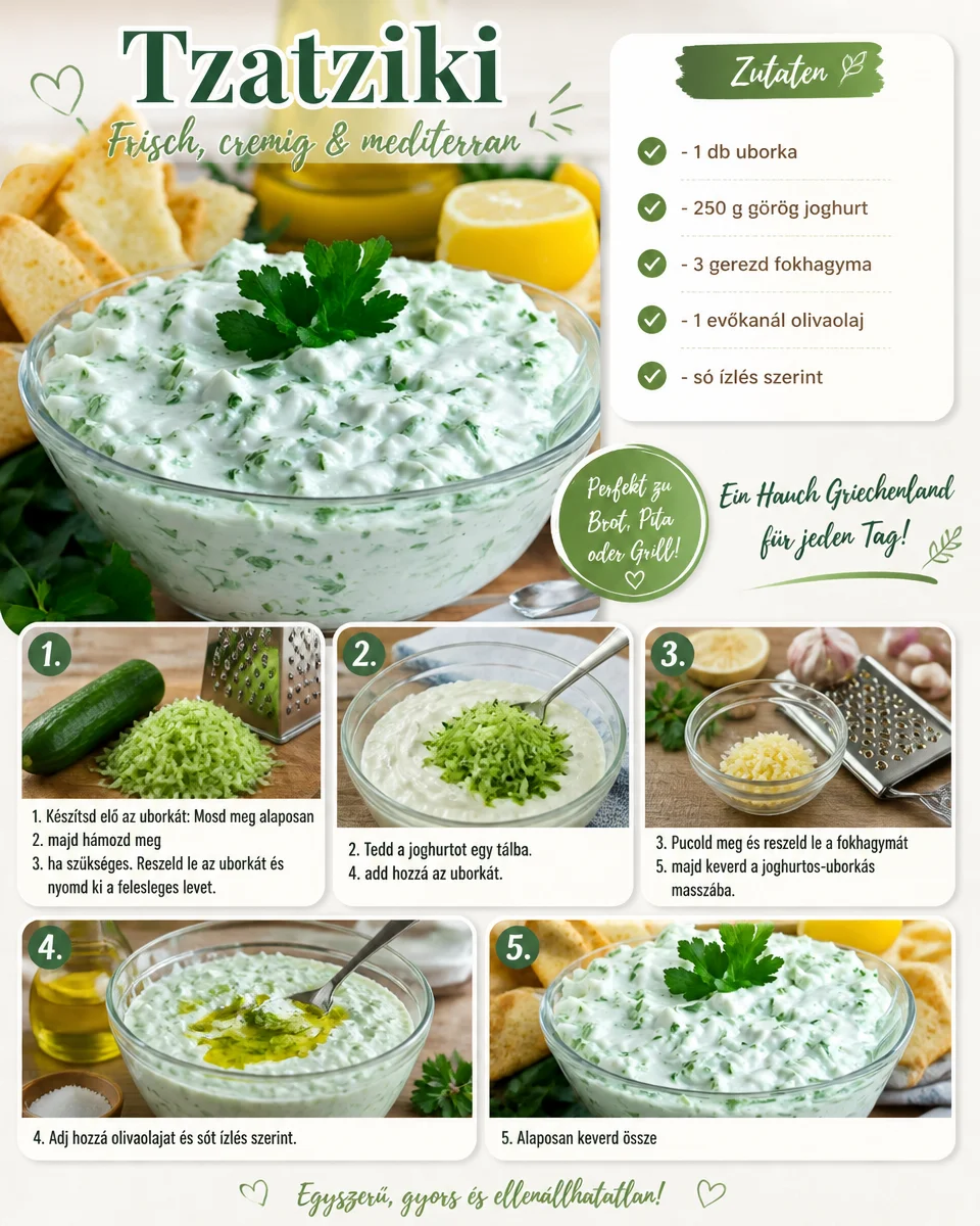 Hausgemachtes Tzatziki mit Gurken, Joghurt und Knoblauch auf einem Teller