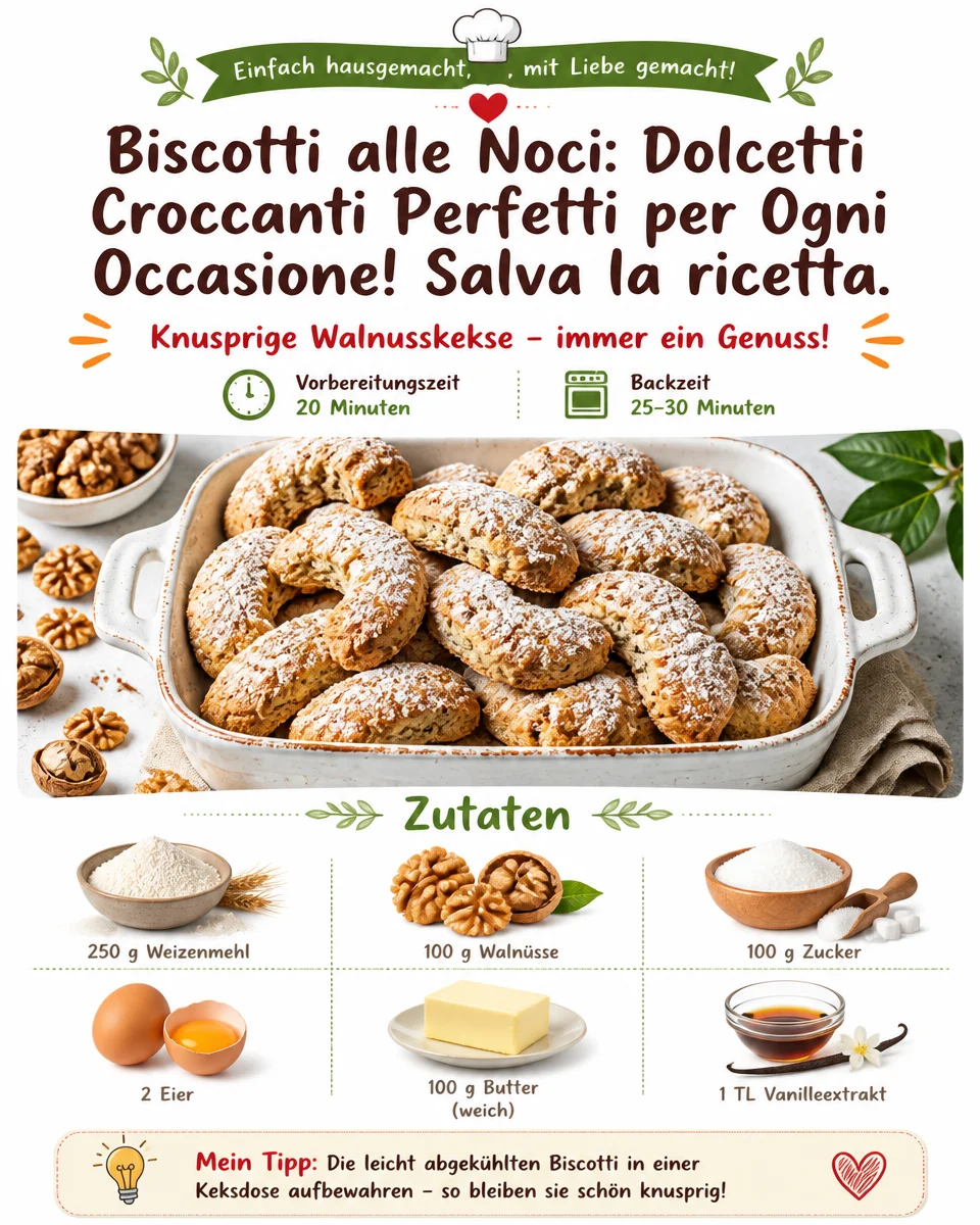 Walnuss-Biscotti auf einem Teller, knusprig und lecker, perfekt für jeden Anlass
