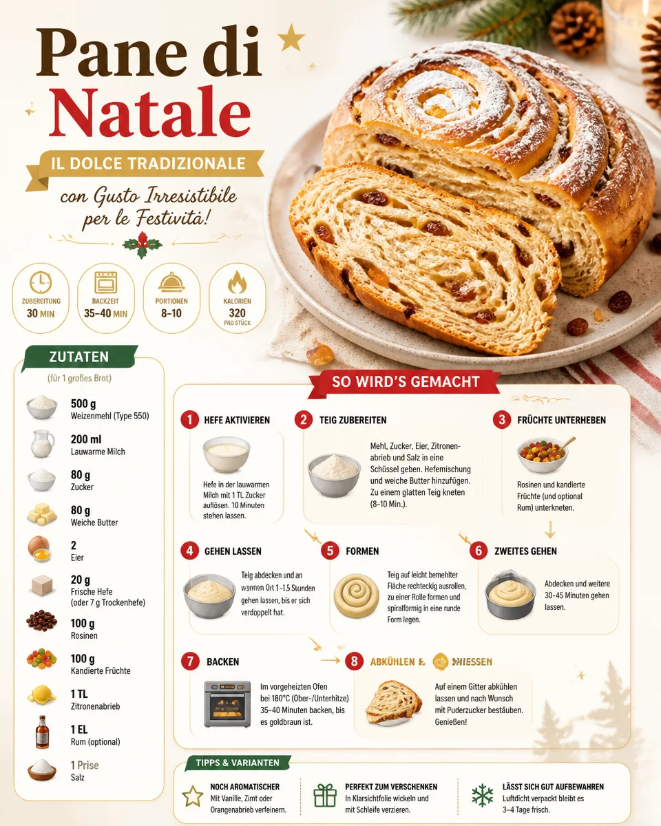 Traditionelles Weihnachtsbrot mit Festtagsgeschmack auf einem rustikalen Tisch