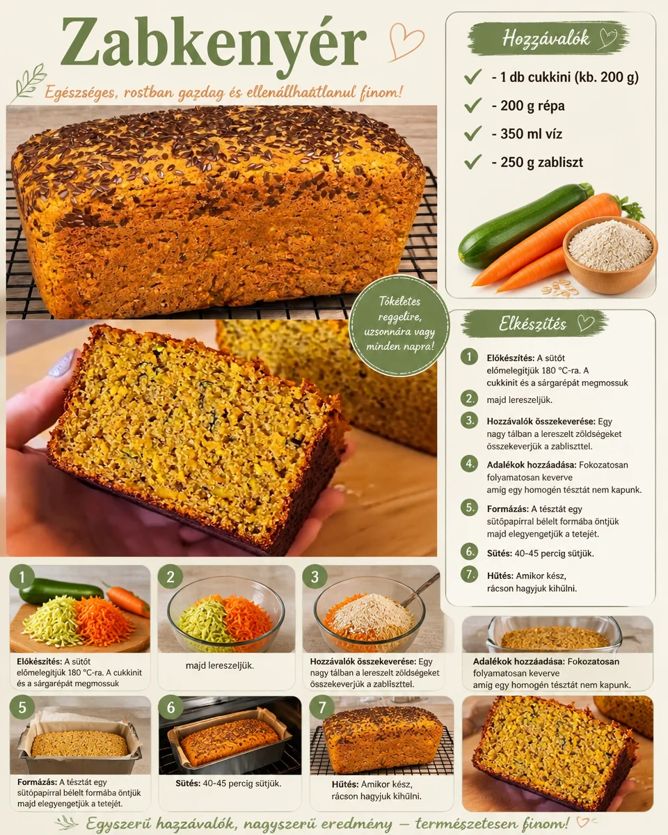 Zabkenyér - gesundes, glutenfreies Brot aus Haferflocken.