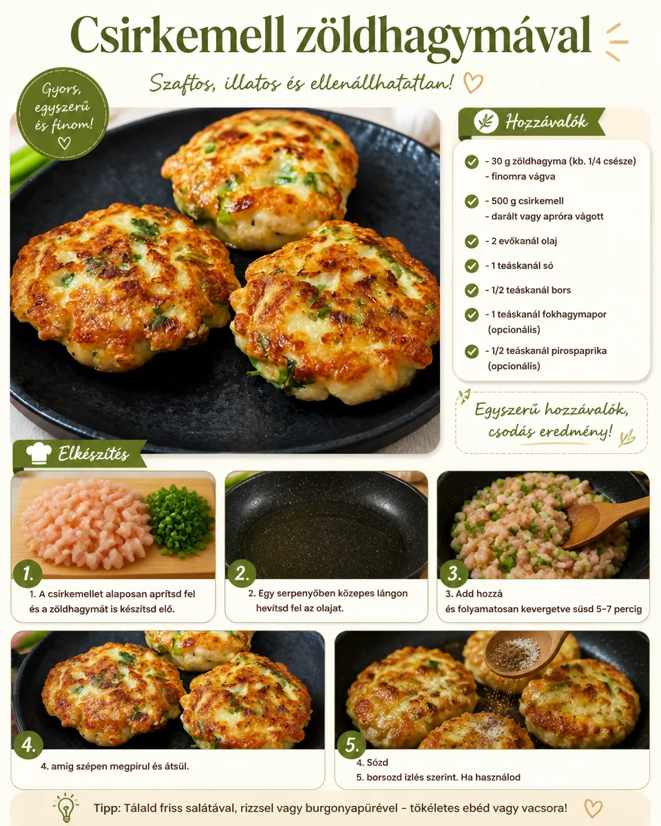 Rezept für zarte Hähnchenbrust mit Frühlingszwiebeln auf einem Teller angerichtet