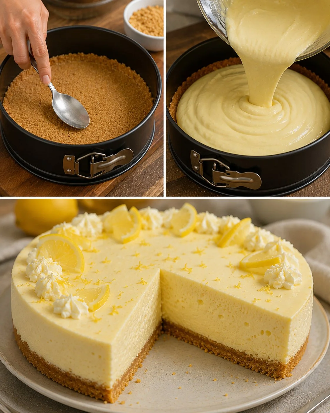 Zitronen-Torte ohne Backen, ein erfrischendes Dessert auf einem Teller
