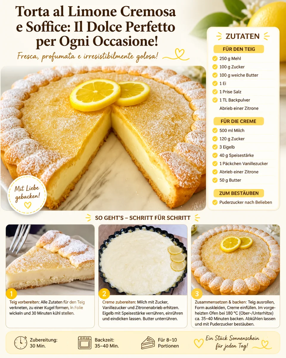 Cremiger und luftiger Zitronenkuchen auf einem Kuchenständer präsentiert