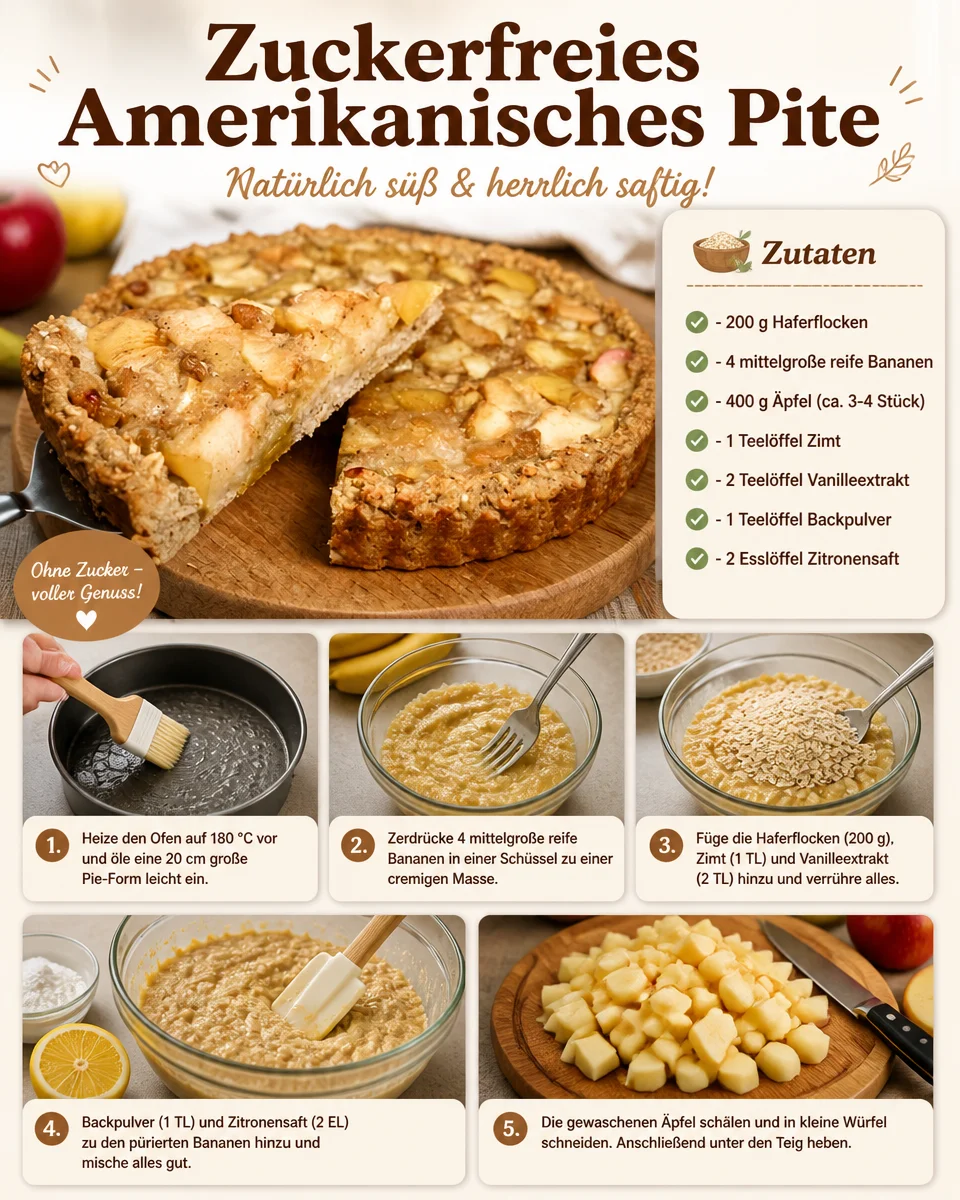 Zuckerfreier amerikanischer Pite mit frischen Früchten und glänzender Oberfläche